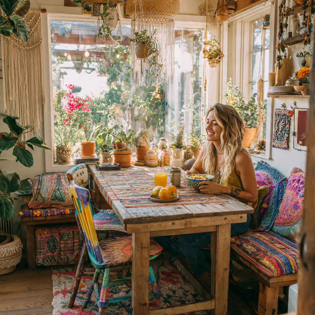 25 Breakfast Nook Ideas: Cozy, Stylish & Functional Spaces for Every Home 11 a vibrant global bohemian breakfast nook with