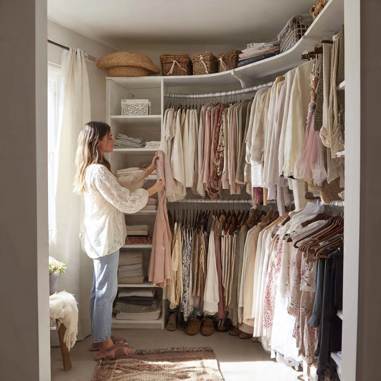 25 Best Closet Organization Ideas for a Stylish, Clutter-Free Space 18 a walk in closet creatively utilizing awkward corner