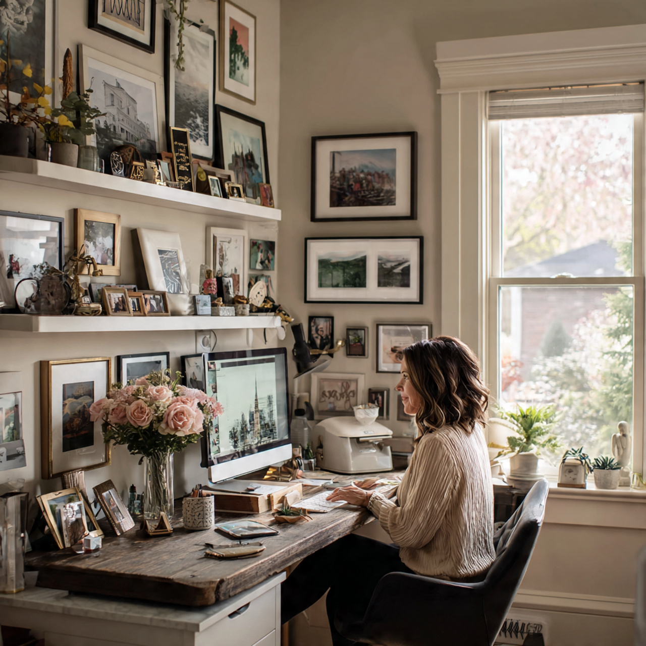 25 Home Office Inspiration Ideas for a Stylish, Productive Workspace 23 a warm and personal home office inspiration