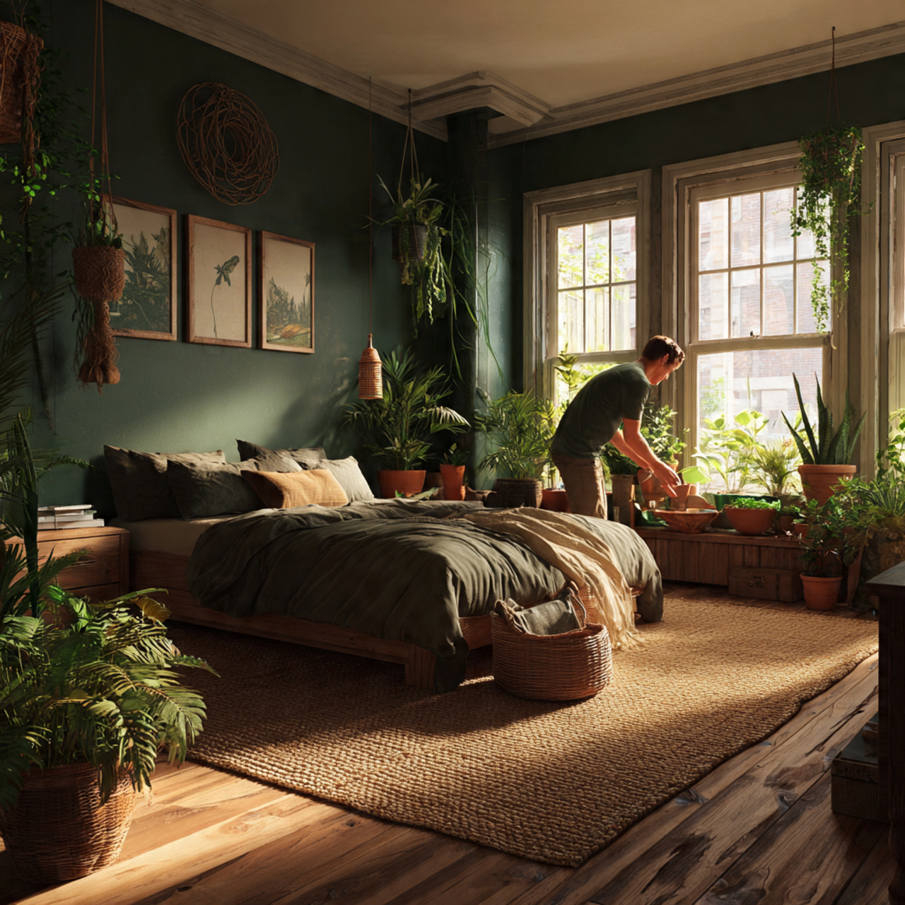 25 Best Dark Green Bedroom Ideas for a Luxe & Relaxing Space 11 a warm earthy bedroom with dark green