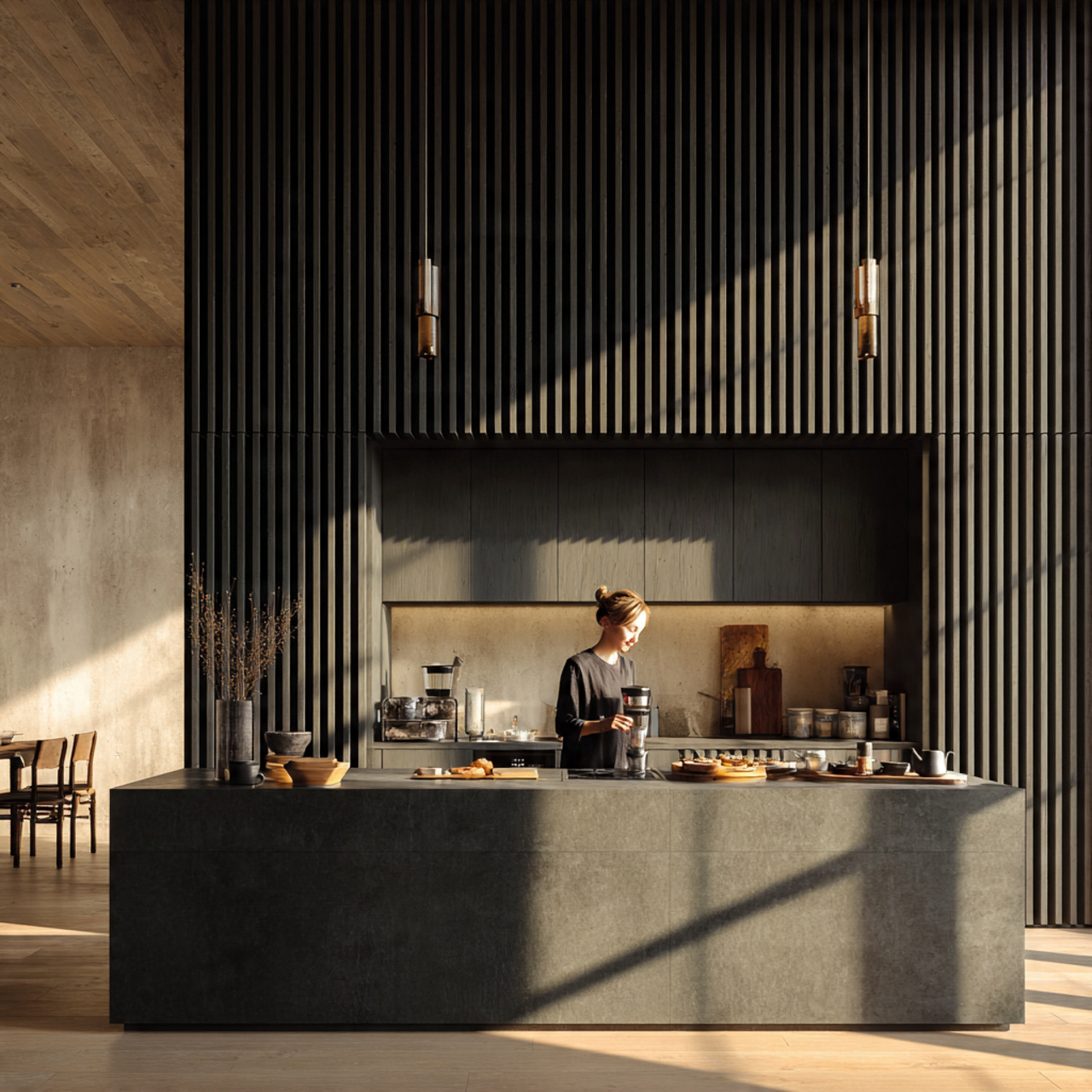 25 Stunning Dark Kitchen Cabinets Ideas for Modern Homes 25 architectural kitchen with charcoal wood slat dark