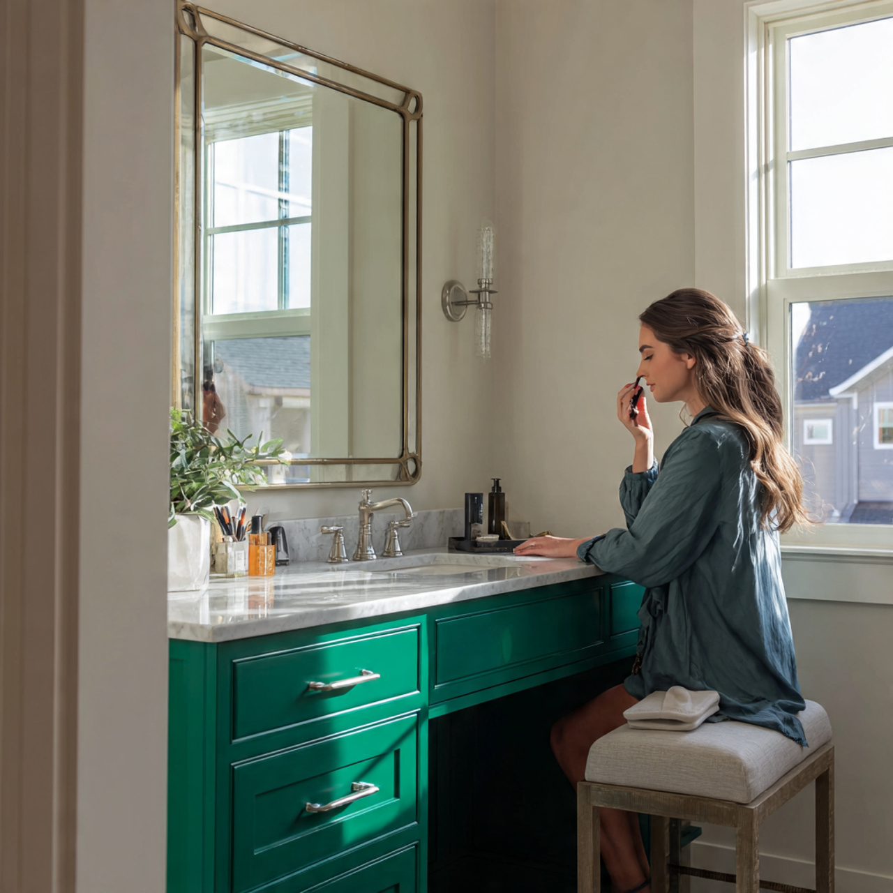 25 Bathroom Decoration & Ideas: Transform Your Bath Into a Luxurious Retreat 6 bathroom with a bold emerald green vanity