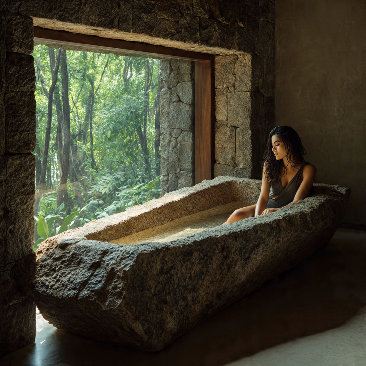 25 Top Bathtub Ideas for Luxury and Modern Comfort 4 bathroom with a carved stone bathtub made