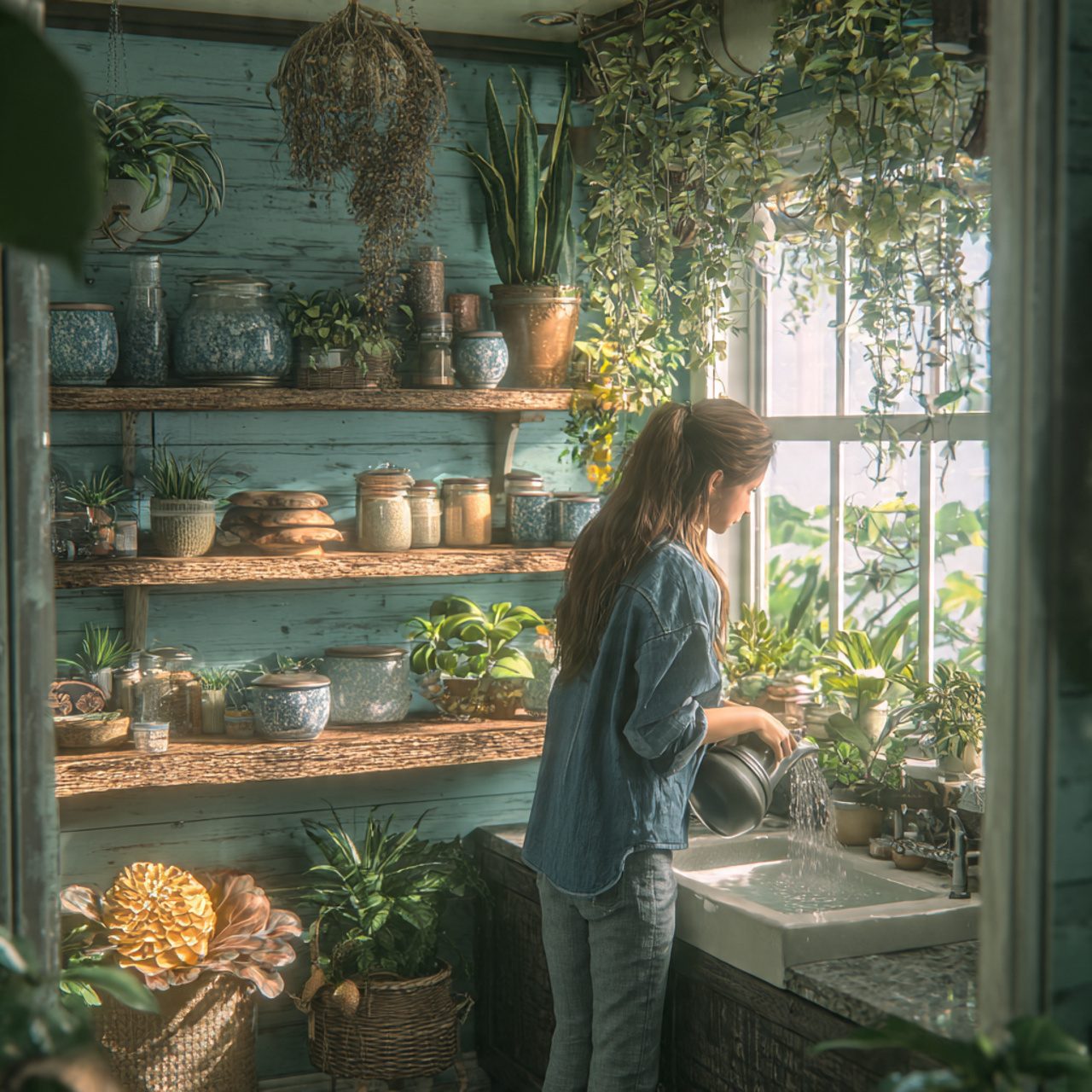 25 Bathroom Decoration & Ideas: Transform Your Bath Into a Luxurious Retreat 14 bathroom with hanging ferns orchids and snake