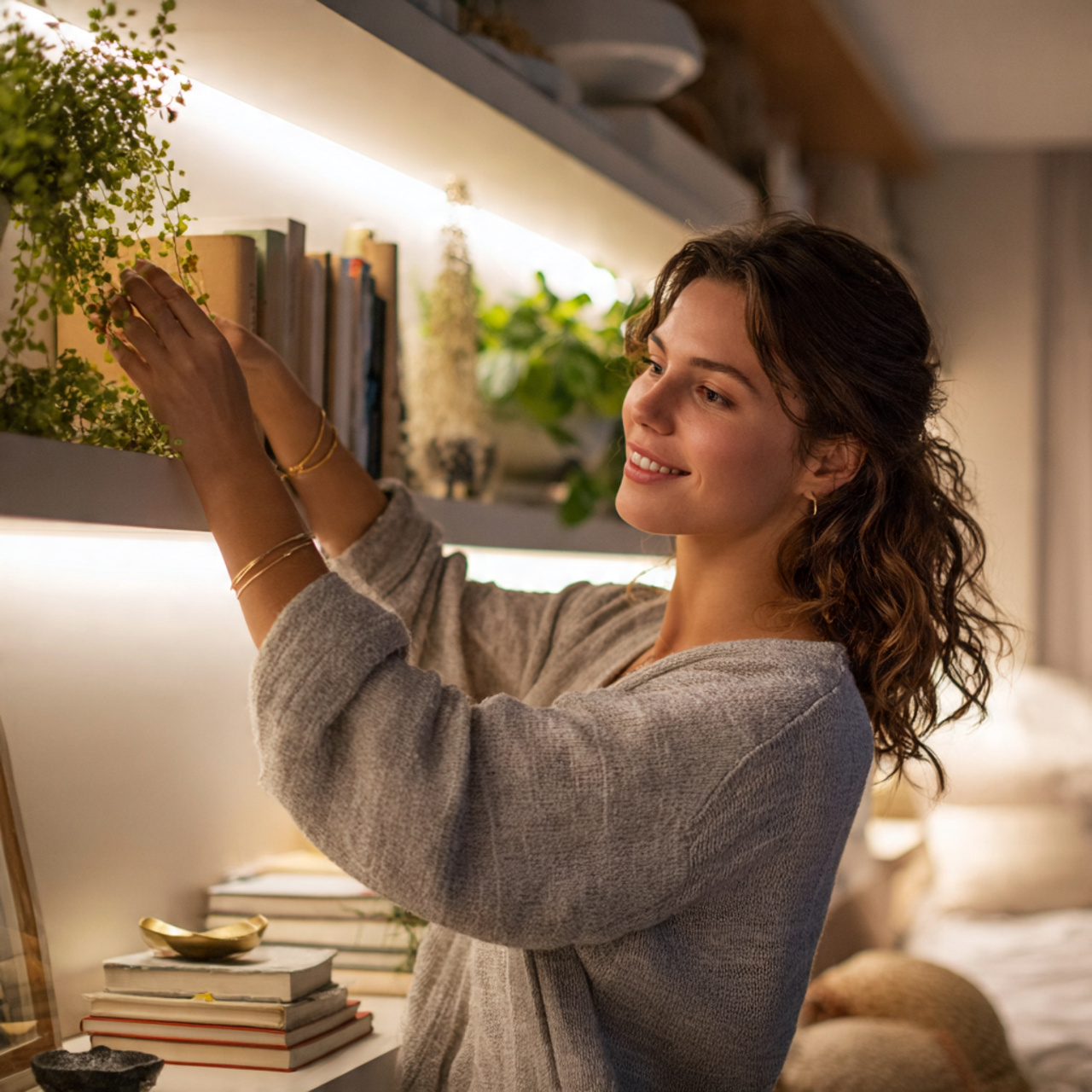 25 Bedroom Lighting Ideas That Instantly Elevate Style & Co 24 bedroom lighting ideas showcasing hidden shelf strip