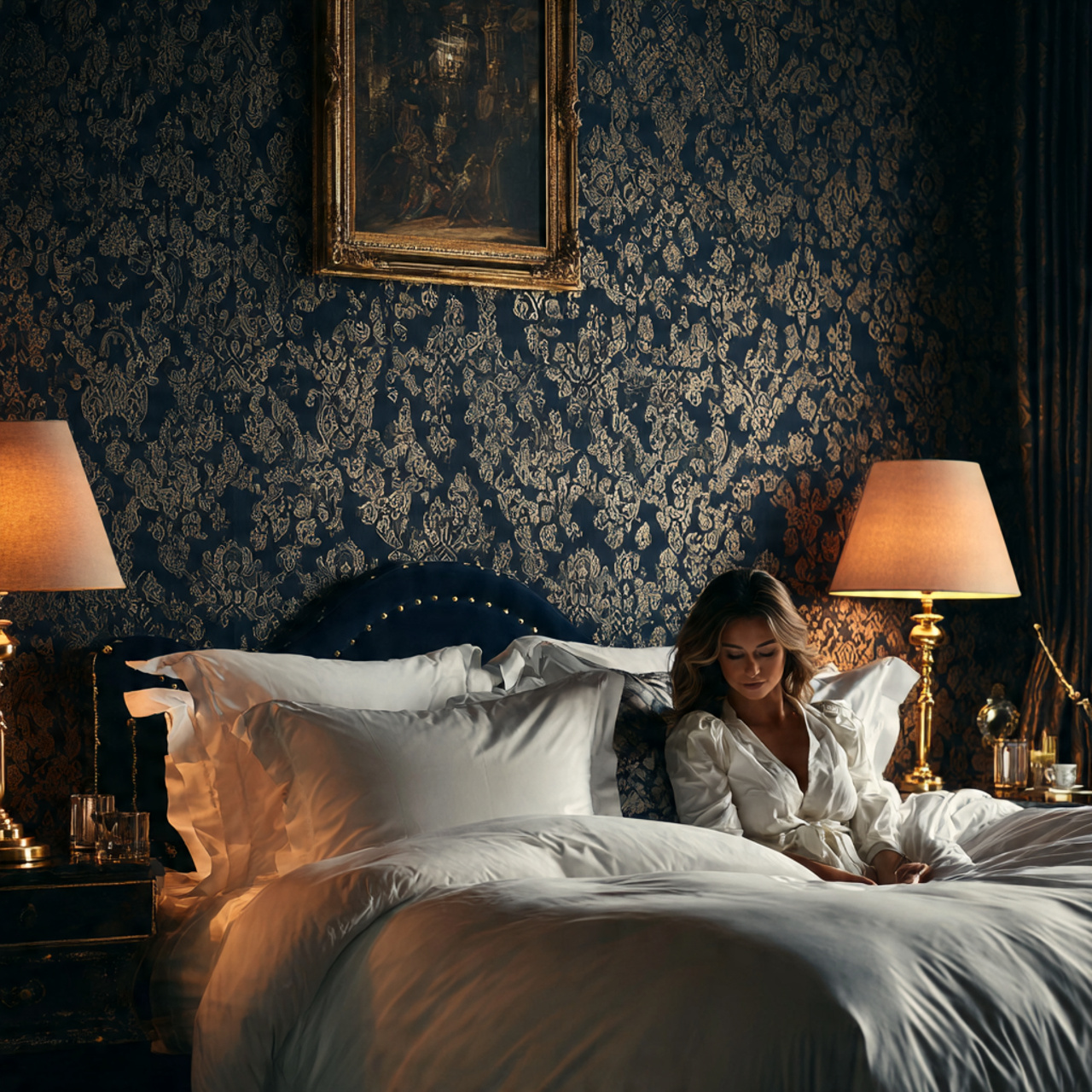 25 Bedroom Wallpaper Ideas That Instantly Transform Your Space 9 bedroom wallpaper ideas with classic navy damask