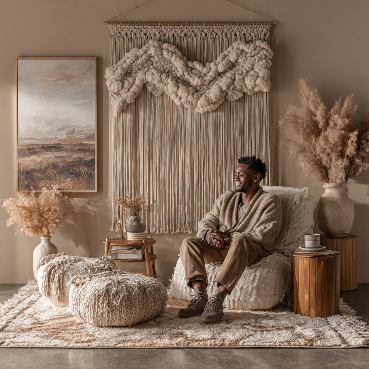 25 Living Room Wall Decor Ideas for a Stylish Home 4 bohemian living room corner with a large