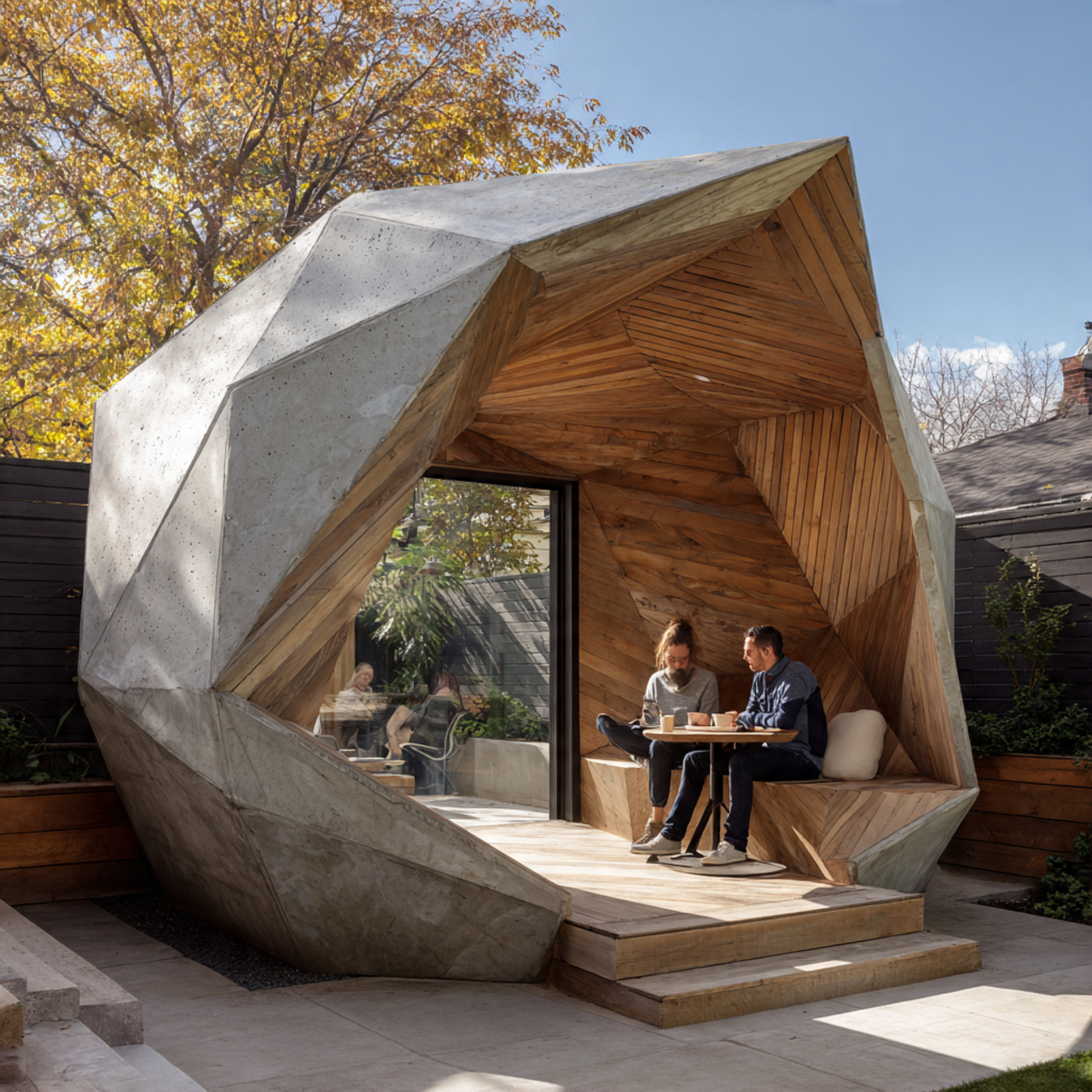 25 Backyard Gazebo Ideas: Stunning Designs to Elevate Your Yard 22 bold geometric backyard gazebo with asymmetrical polygonal