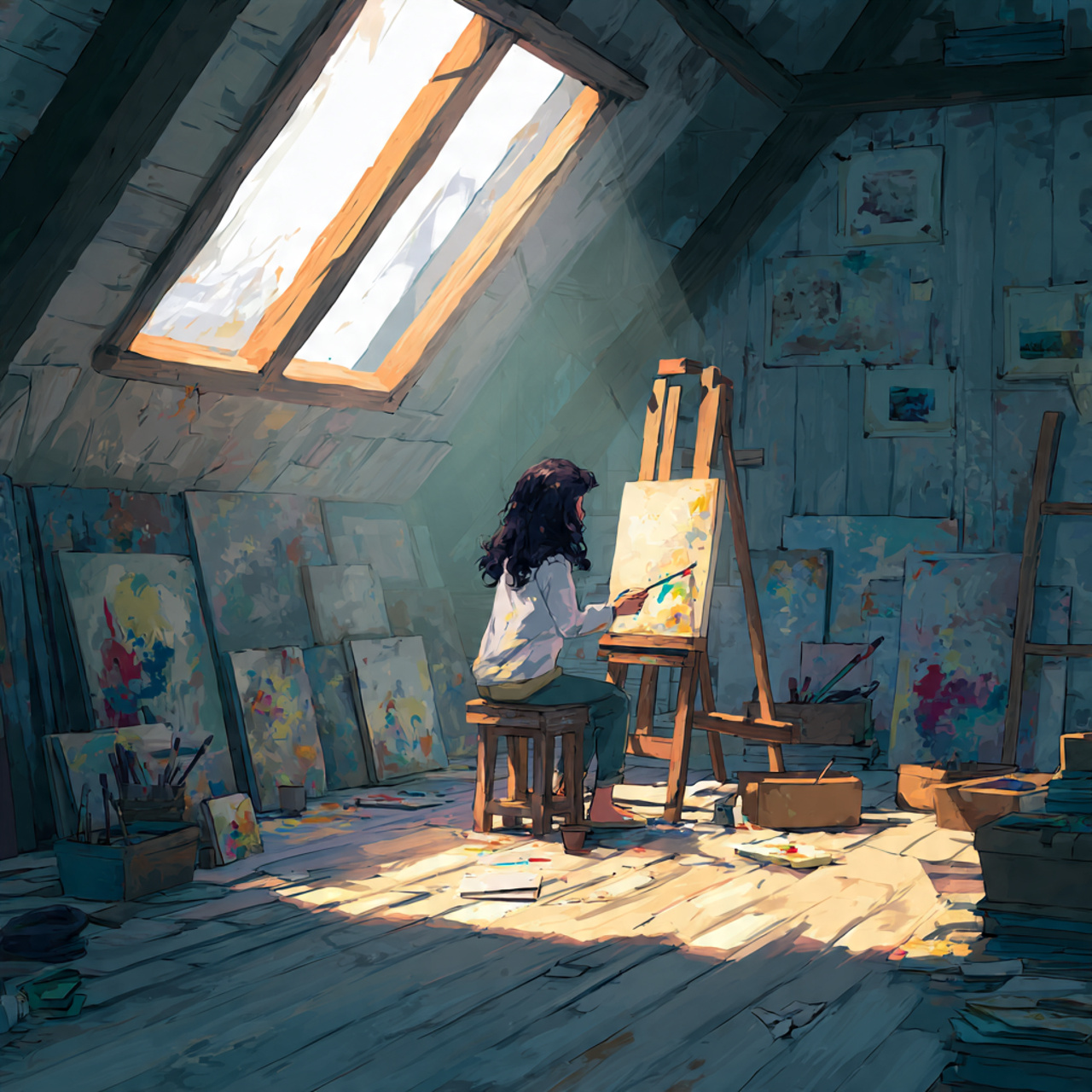 25 Stunning Attic Room Ideas to Transform Your Home 3 bright attic artist studio with large skylights