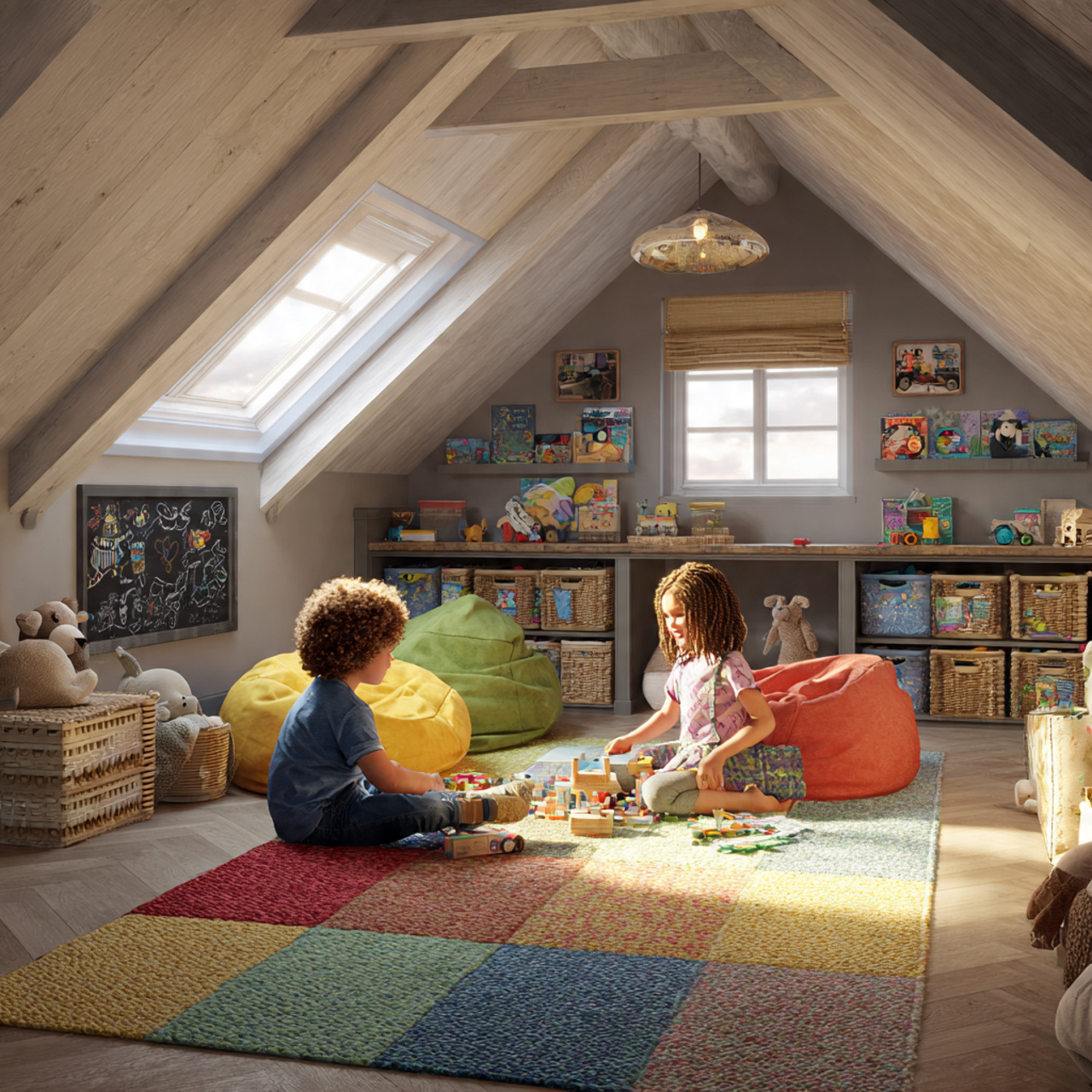 25 Stunning Attic Room Ideas to Transform Your Home 6 bright attic children s playroom with sloped ceilings