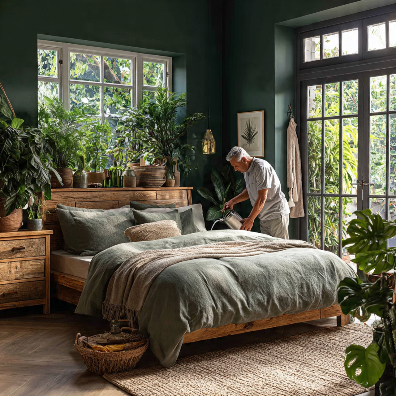 25 Best Dark Green Bedroom Ideas for a Luxe & Relaxing Space 13 bright bedroom with dark green walls adorned