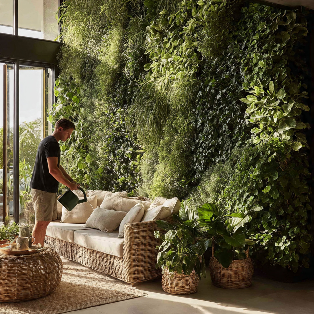 25 Stunning Wall Design Ideas to Transform Your Home 8 bright living room featuring vertical indoor garden