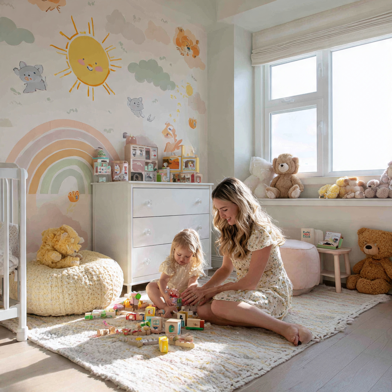 25 Stunning Wall Design Ideas to Transform Your Home 18 bright nursery featuring custom vinyl decal wall