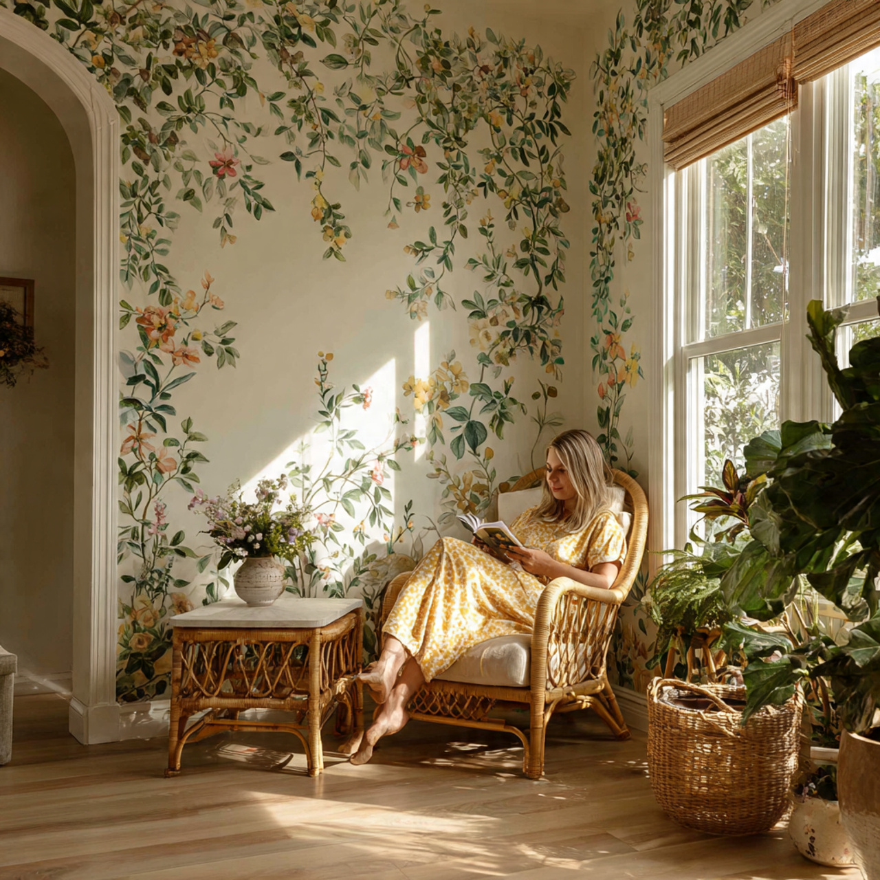 25 Stunning Wall Design Ideas to Transform Your Home 11 bright sunroom featuring hand painted botanical wall design