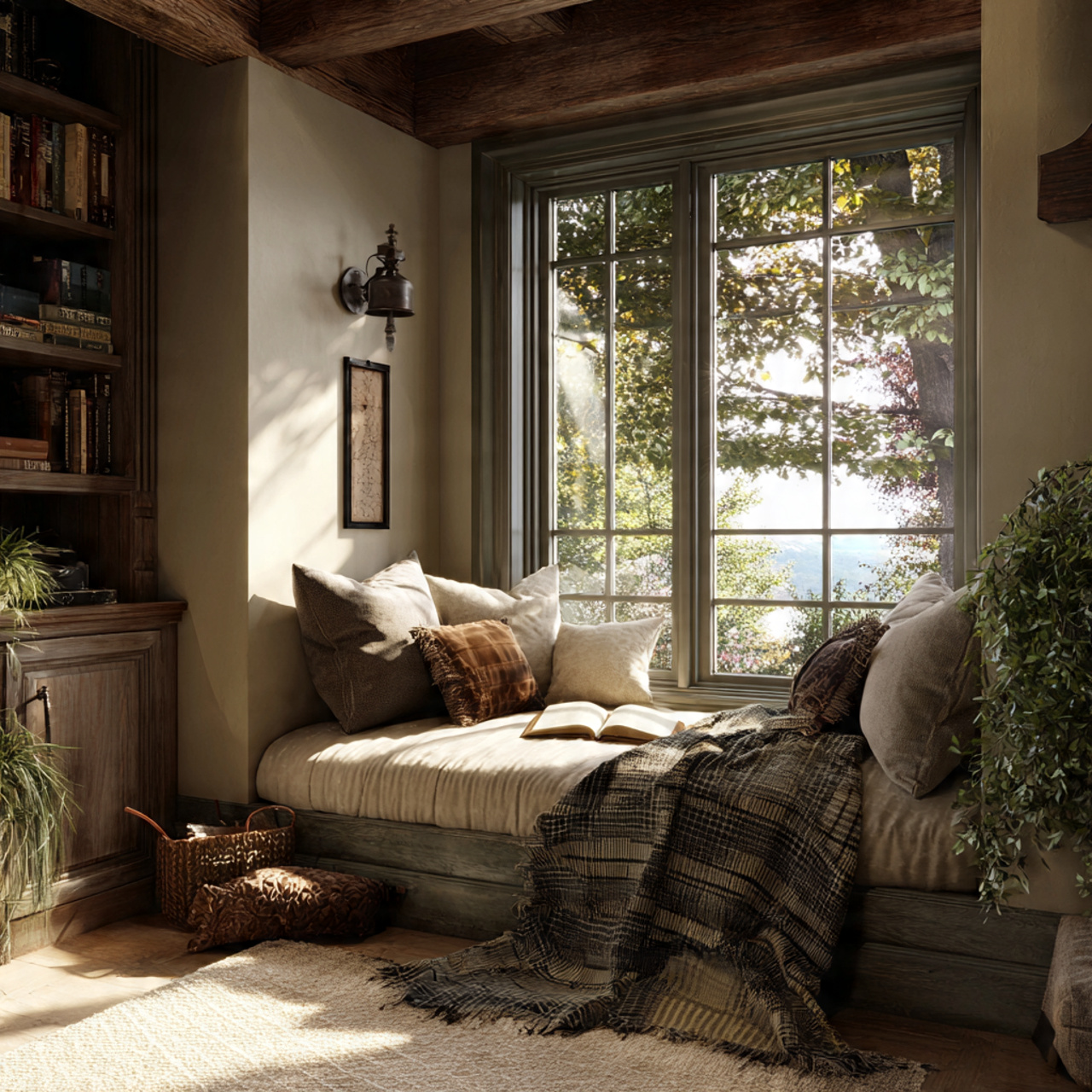charming bedroom with a built in window seat