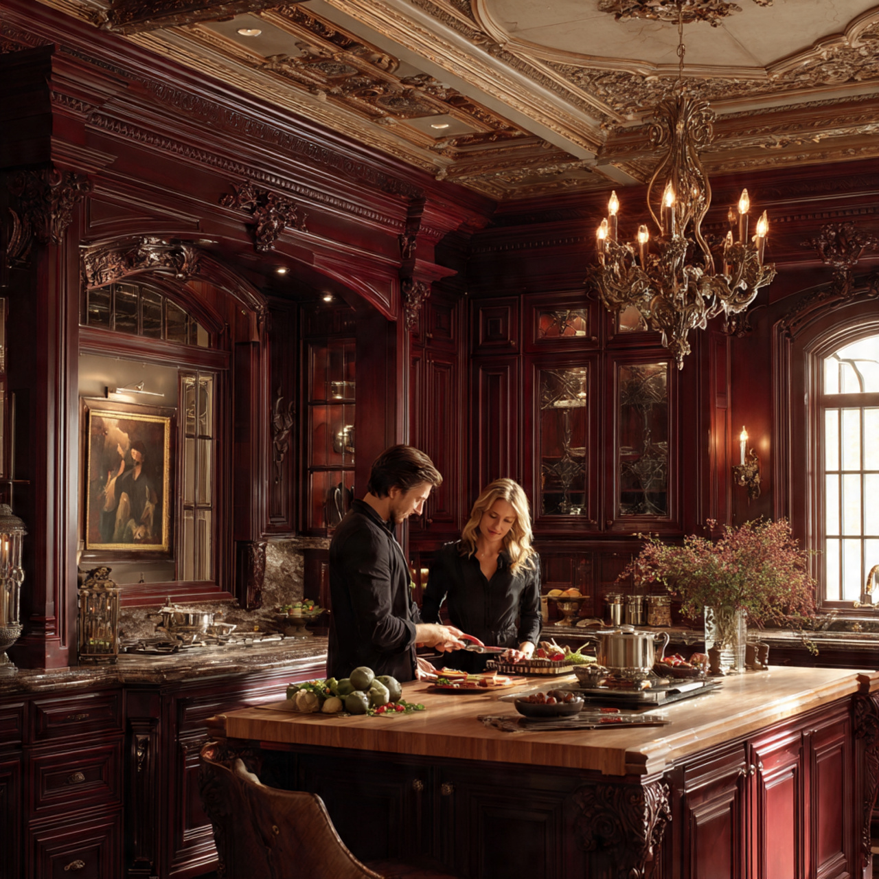 25 Stunning Dark Kitchen Cabinets Ideas for Modern Homes 15 classic kitchen with deep burgundy dark kitchen