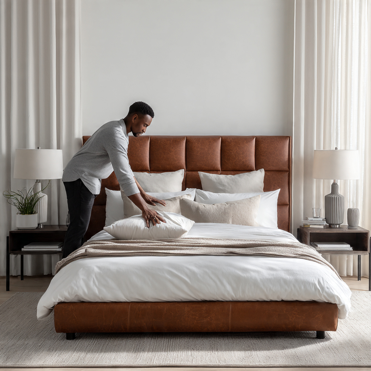 25 Stunning Headboard Ideas to Elevate Your Bedroom Style 14 contemporary bedroom featuring a minimalist padded leather
