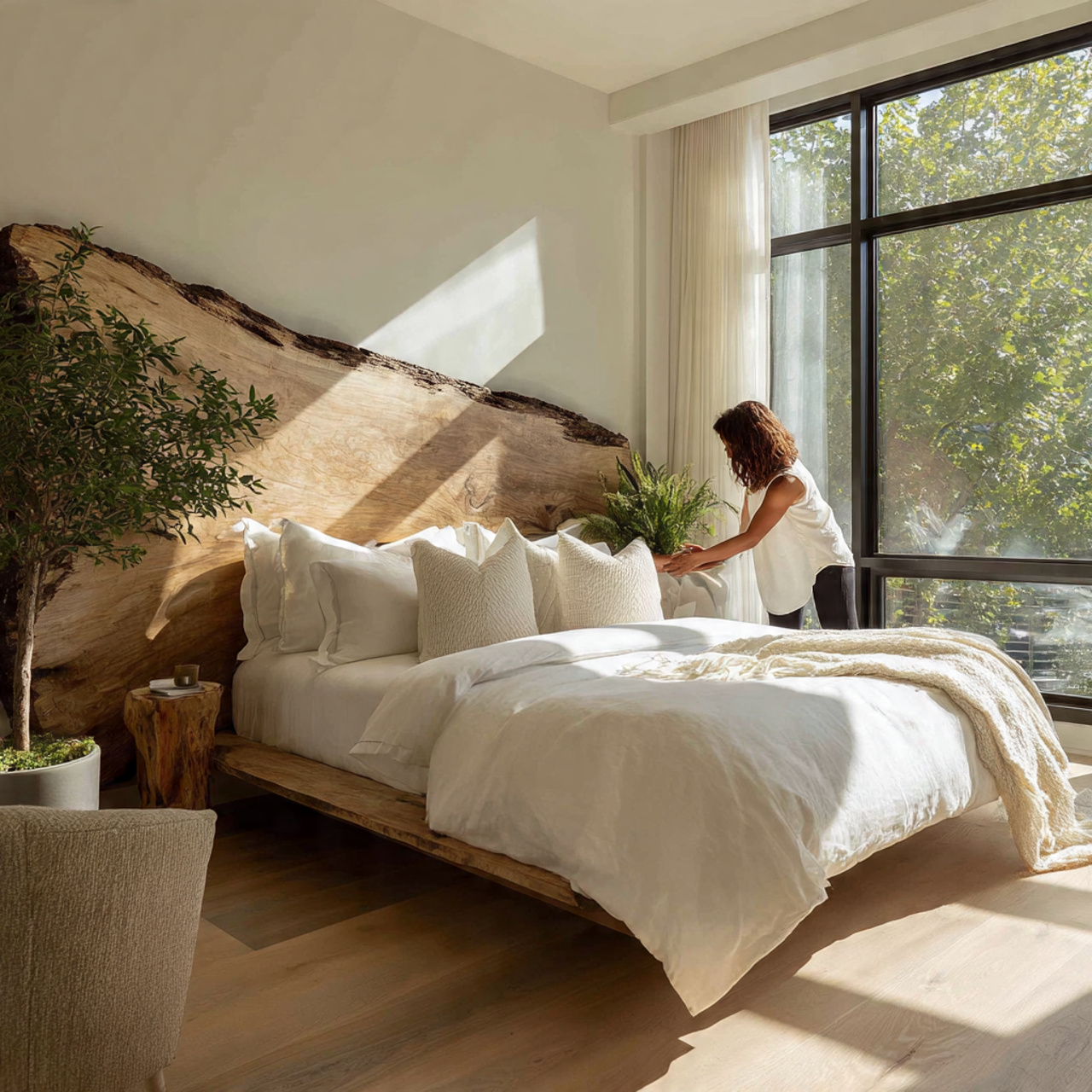 25 Stunning Headboard Ideas to Elevate Your Bedroom Style 8 contemporary bedroom with a floating live edge