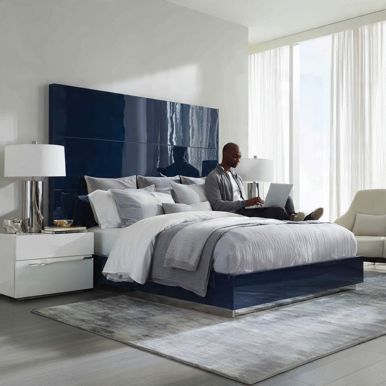 25 Stunning Headboard Ideas to Elevate Your Bedroom Style 17 contemporary bedroom with a modern high gloss