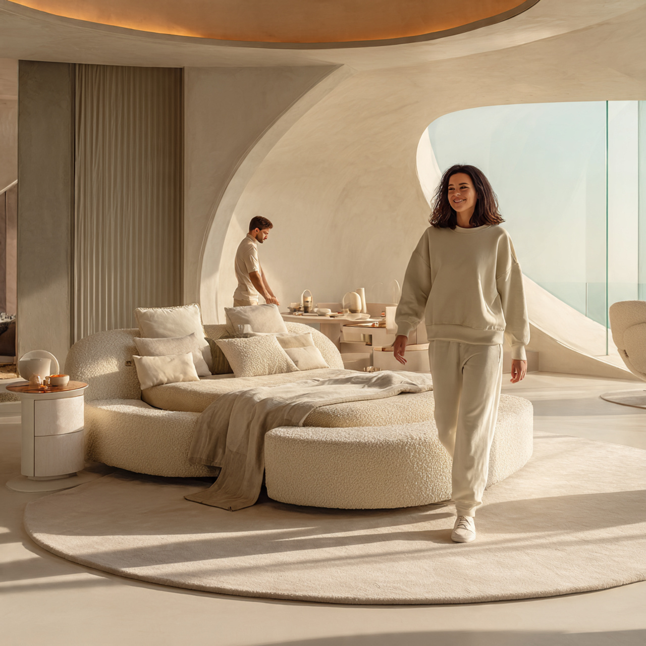 25 Bedroom Layout Ideas for a Stylish, Spacious & Relaxing Retreat 8 contemporary bedroom with circular flow furniture arrangement