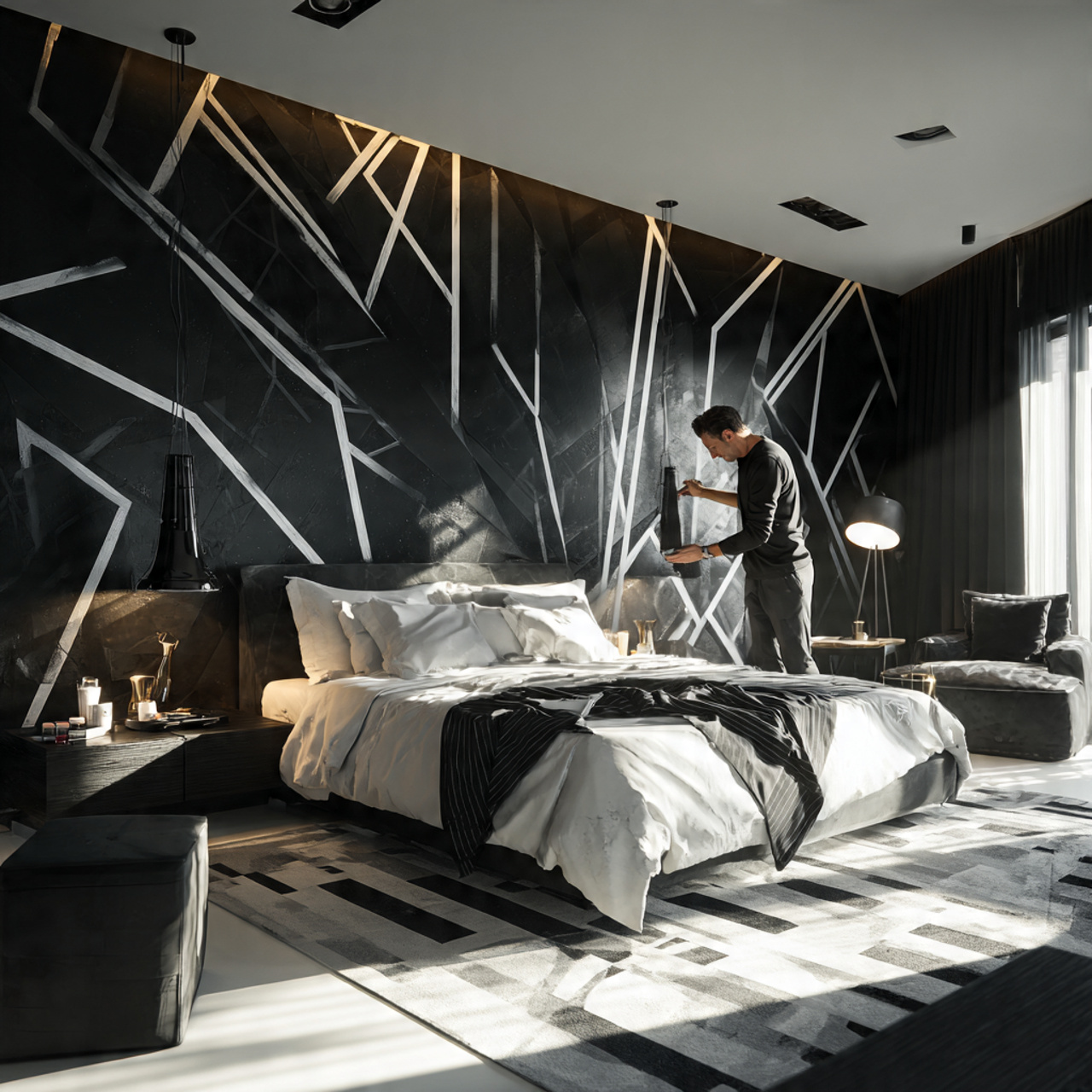 25 Bedroom Decoration Ideas to Create a Stylish & Peaceful Retreat 21 contemporary bedroom with high contrast black and white