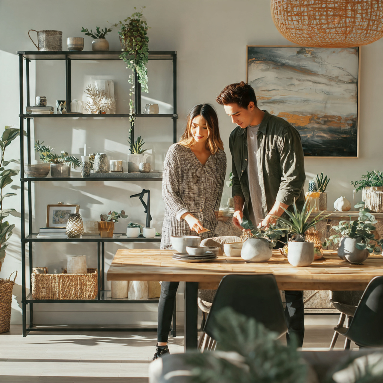 25 Creative Dining Room Wall Decor Ideas to Elevate Your Home 5 contemporary dining room with floating geometric shelves