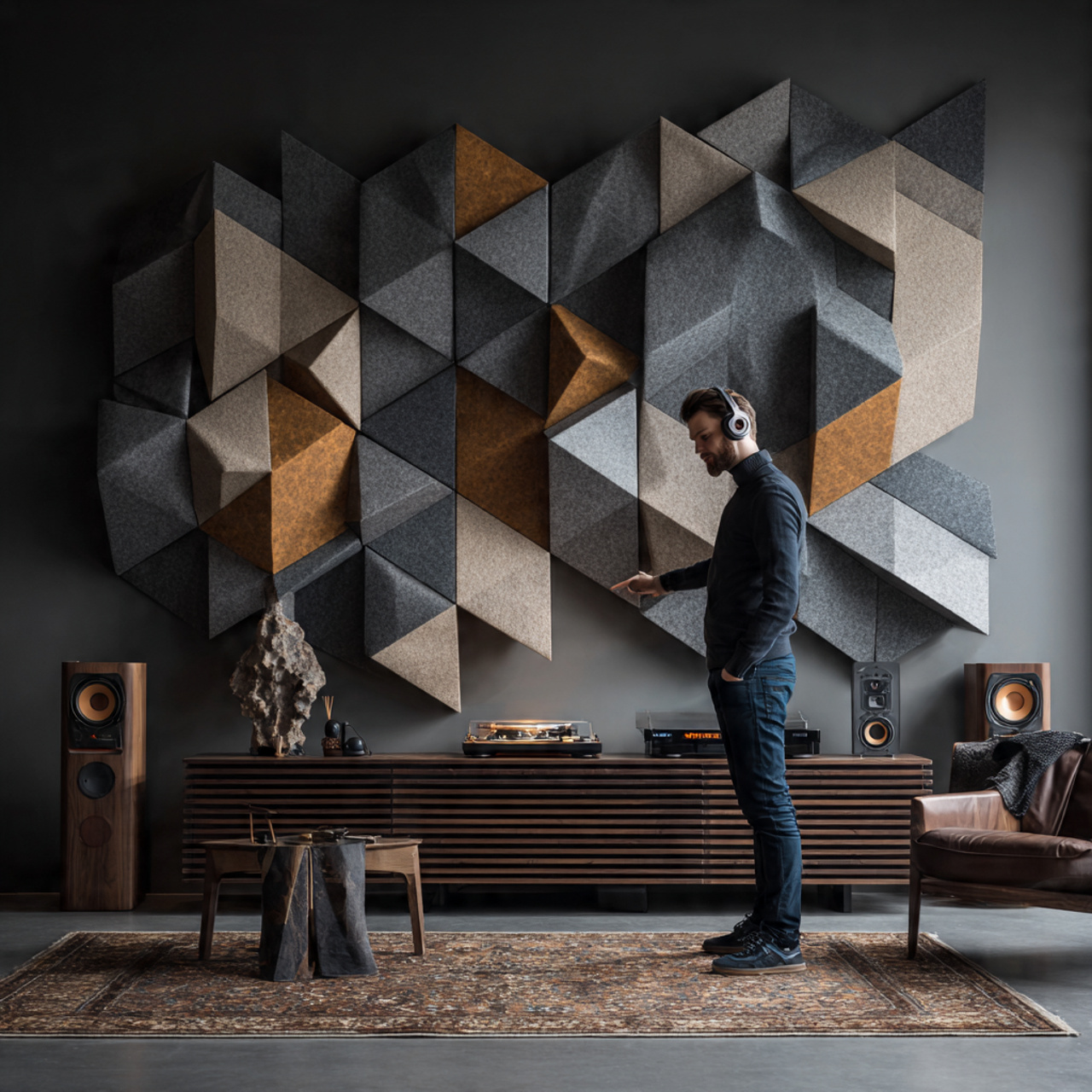 25 Stunning Wall Design Ideas to Transform Your Home 17 contemporary home theater with acoustic felt geometric