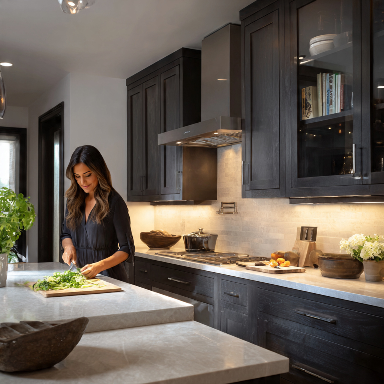 25 Stunning Dark Kitchen Cabinets Ideas for Modern Homes 17 contemporary kitchen featuring dark pewter dark kitchen