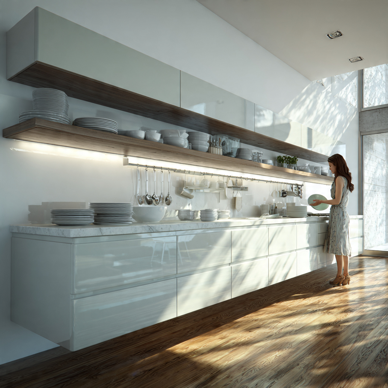 25 Stunning Kitchen Cabinets Ideas for Modern & Stylish Homes 17 contemporary kitchen with floating cabinetry configuration wall mounted