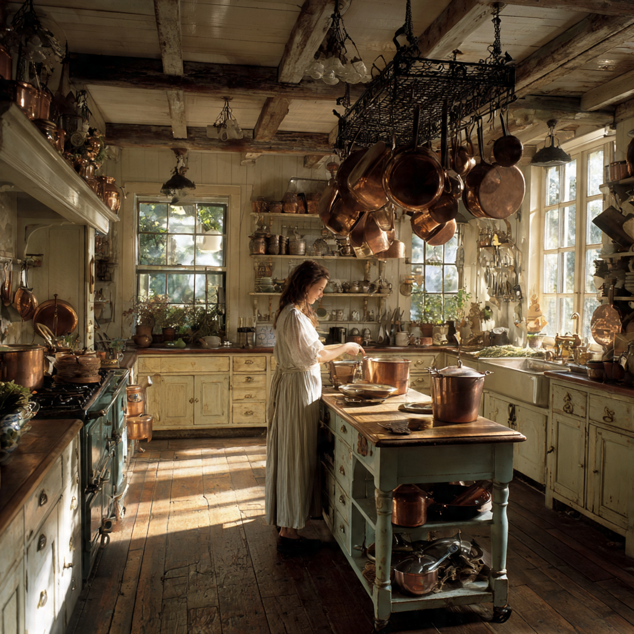 25 Best Country Kitchen Design Ideas to Transform Your Space 14 country kitchen featuring a hanging wrought iron