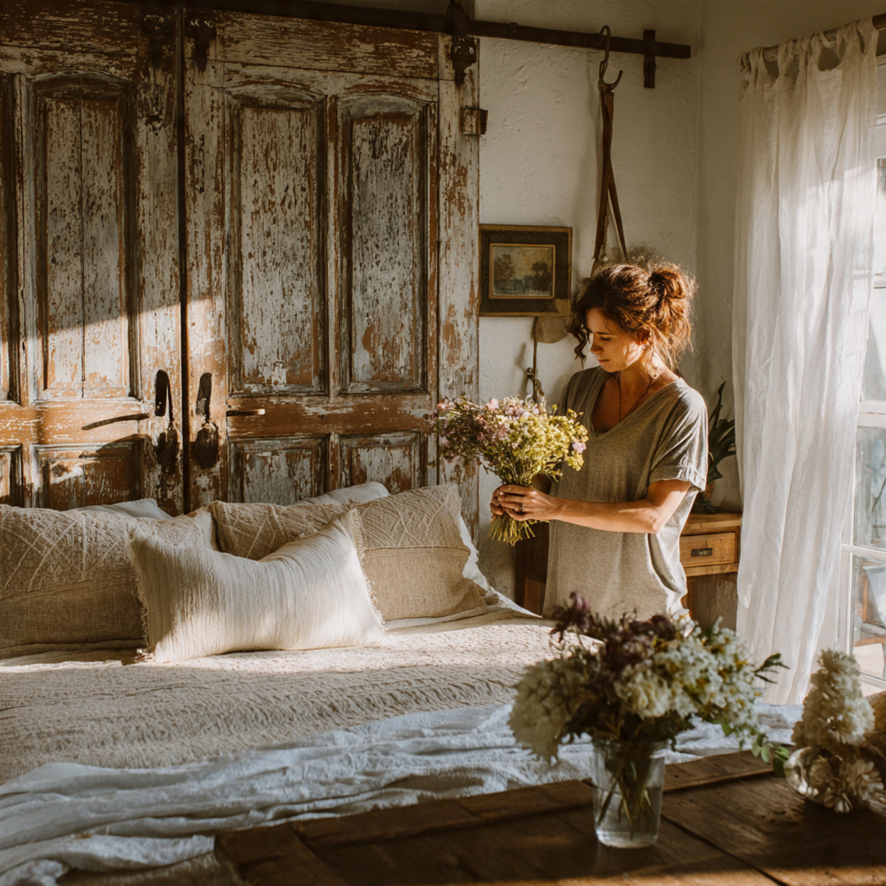 25 Stunning Headboard Ideas to Elevate Your Bedroom Style 3 cozy bedroom with a repurposed vintage wooden