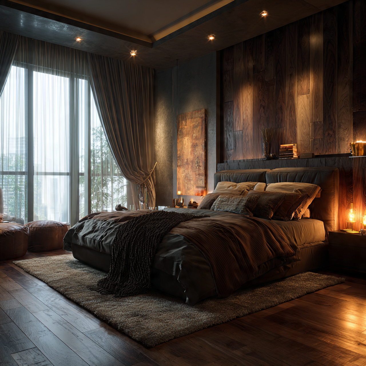 25 Bedroom Flooring Ideas That Inspire Serenity & Elegance 5 cozy bedroom with dark walnut hardwood flooring