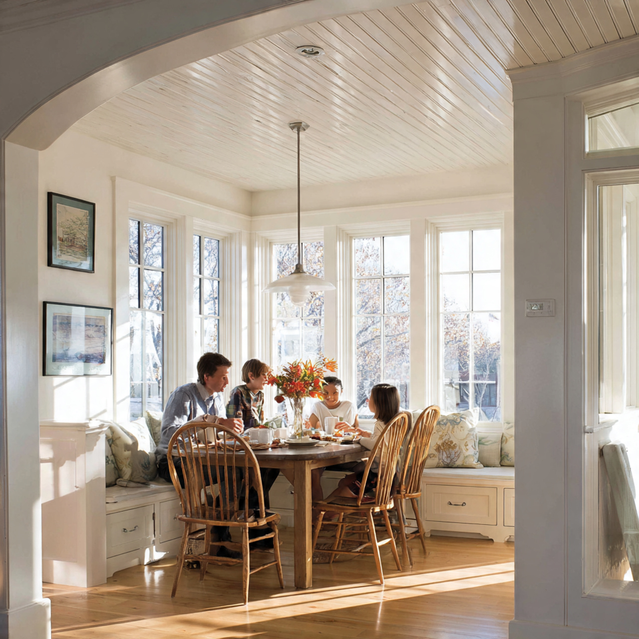 25 Stunning Ceiling Design Ideas to Transform Any Room 23 cozy cottage style breakfast nook with transitional beadboard