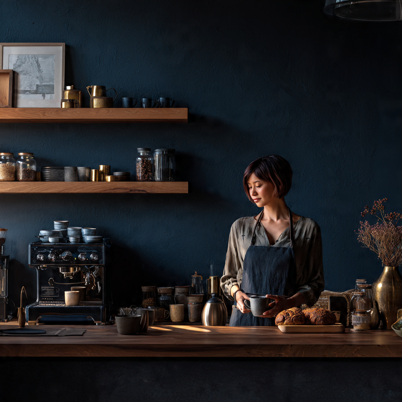 25 Coffee Bar Ideas: Stylish & Creative Home Coffee Station Inspiration 13 dark moody accent wall coffee bar ideas