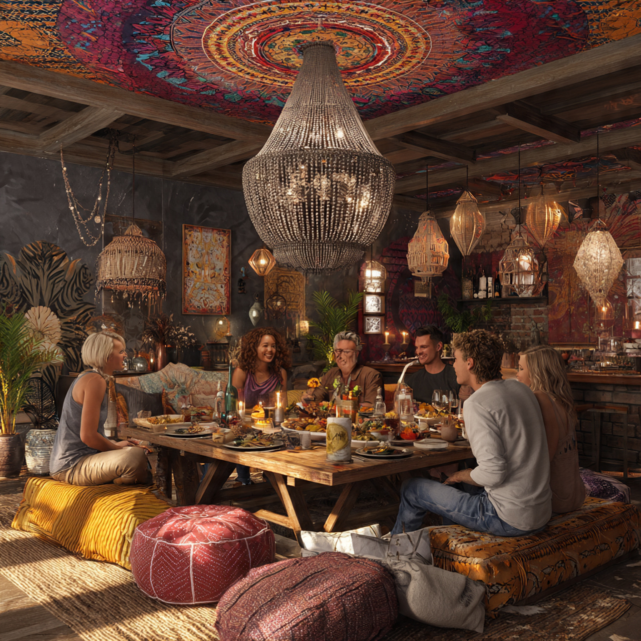 25 Stunning Ceiling Design Ideas to Transform Any Room 20 eclectic bohemian dining area with bohemian beaded