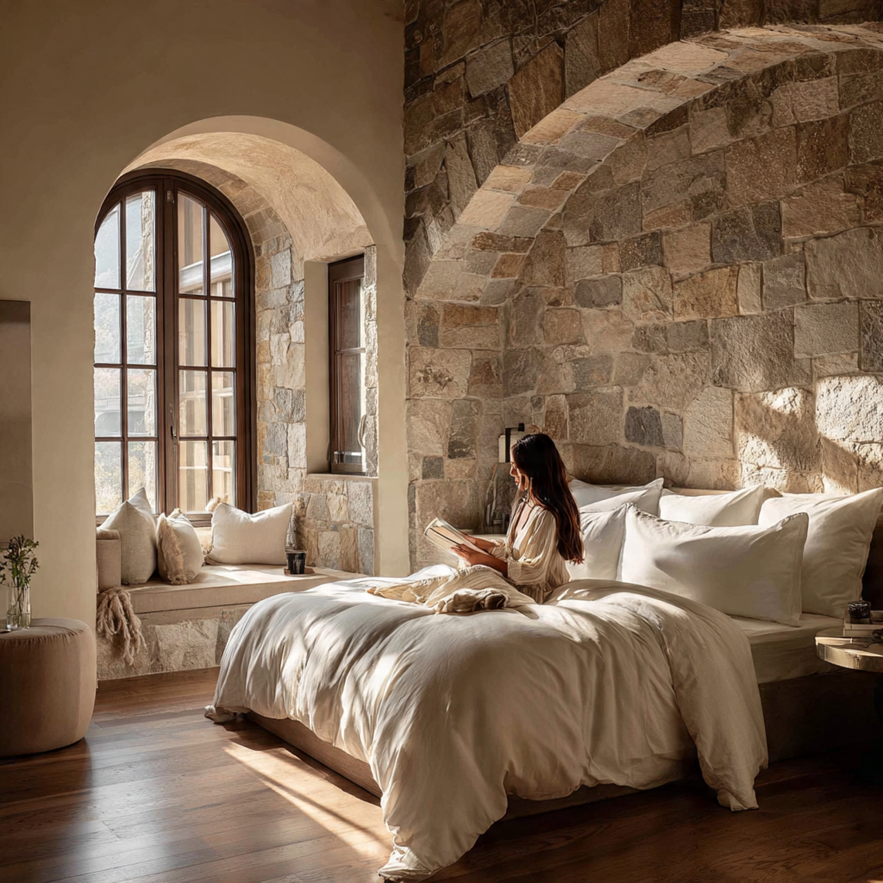 25 Stunning Headboard Ideas to Elevate Your Bedroom Style 16 elegant bedroom featuring an arched architectural stone