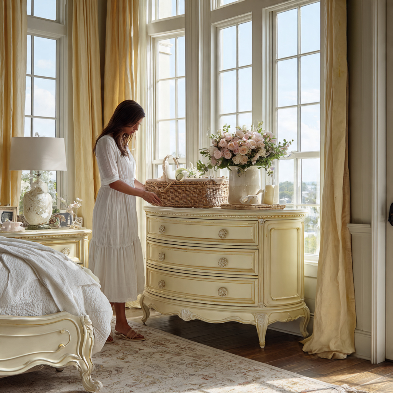 25 Yellow Bedroom Ideas: Bright, Cheerful Designs for a Sunny Sanctuary 8 elegant bedroom featuring buttercream finished furniture including a