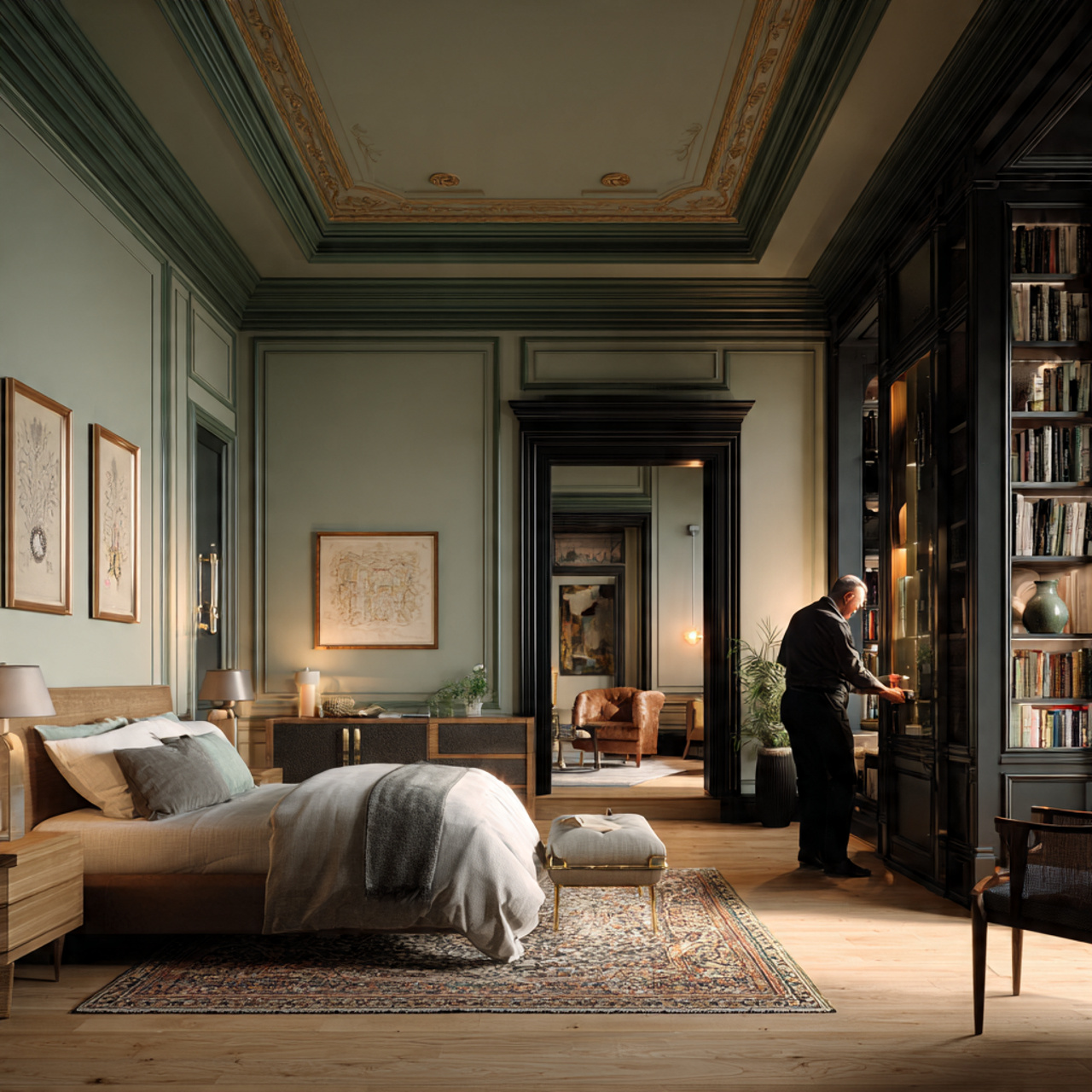 25 Best Dark Green Bedroom Ideas for a Luxe & Relaxing Space 7 elegant bedroom with light neutral walls framed