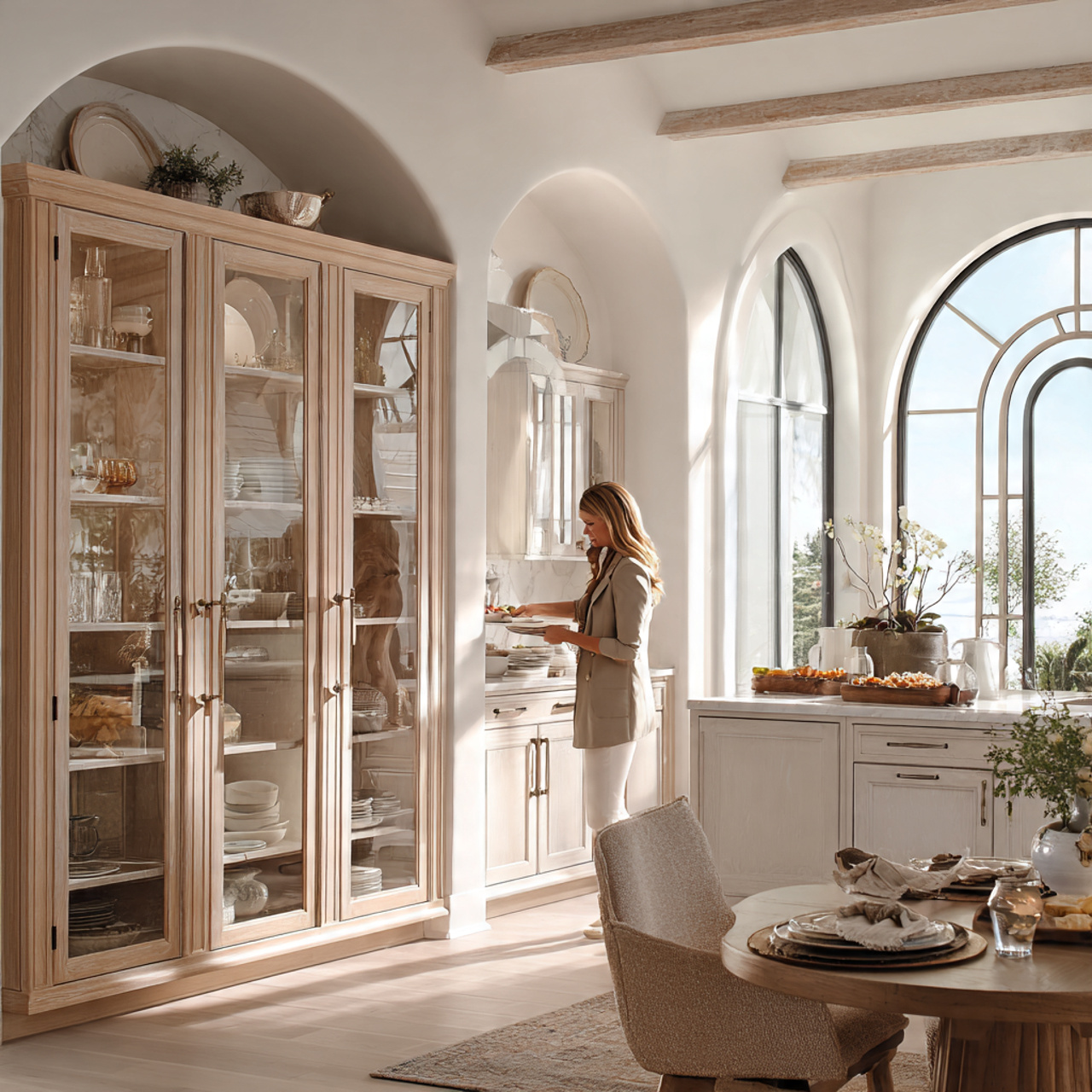 25 Stunning Kitchen Cabinets Ideas for Modern & Stylish Homes 21 elegant kitchen featuring arched glass door aesthetic