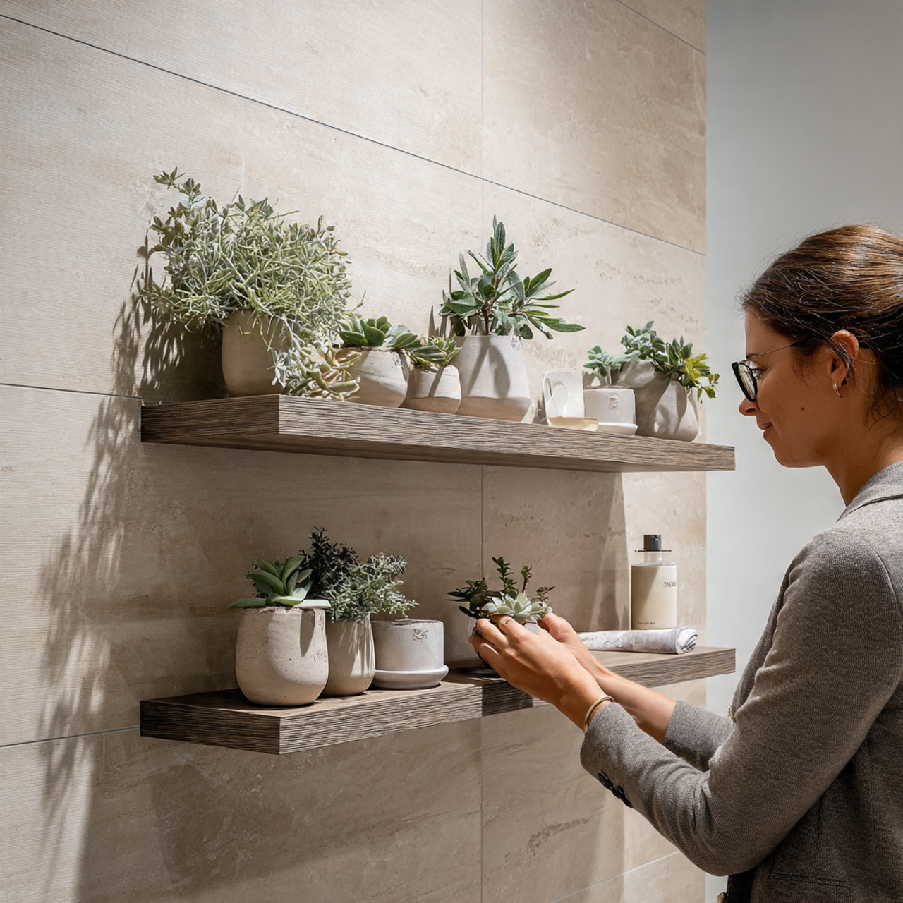 25 Bathroom Plants Ideas: Transform Your Space into a Lush, Relaxing Sanctuary 15 floating shelves on a sleek bathroom wall