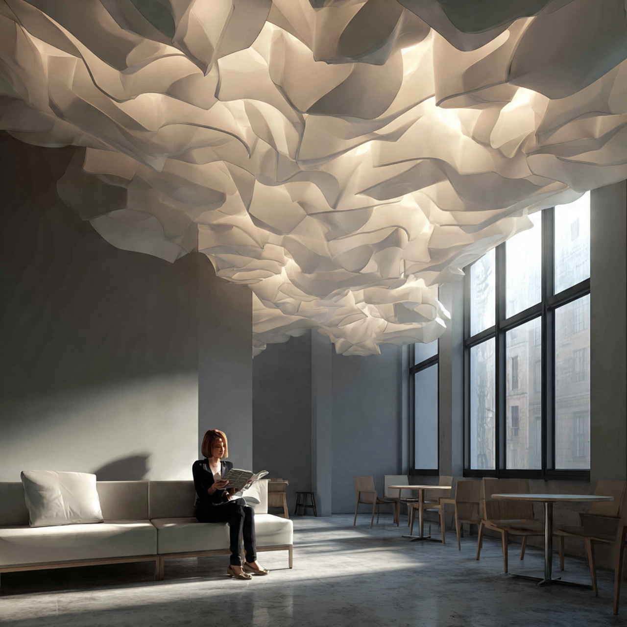 25 Stunning Ceiling Design Ideas to Transform Any Room 25 high ceilinged modern lounge with abstract floating drywall