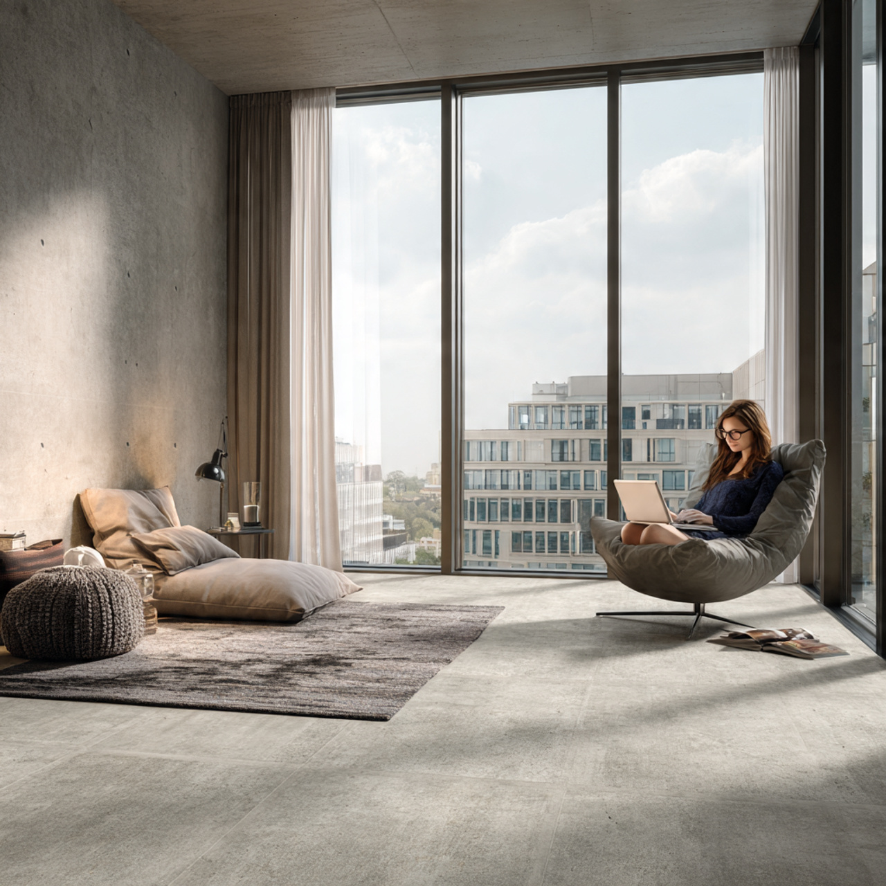 25 Bedroom Flooring Ideas That Inspire Serenity & Elegance 4 industrial modern bedroom with polished concrete flooring a