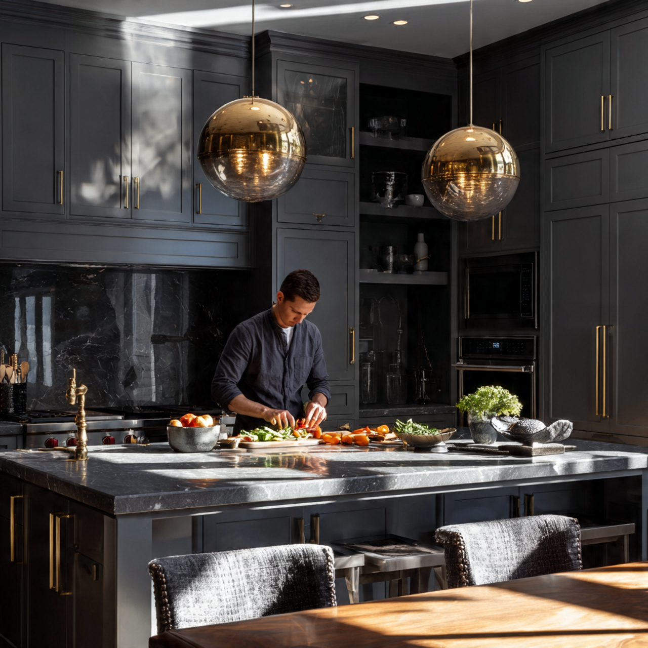 25 Stunning Dark Kitchen Cabinets Ideas for Modern Homes 3 kitchen with charcoal grey dark kitchen cabinets