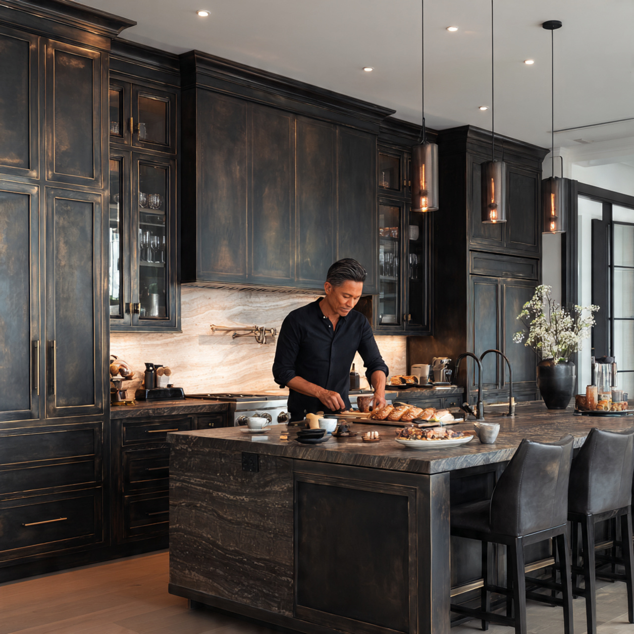 25 Stunning Dark Kitchen Cabinets Ideas for Modern Homes 22