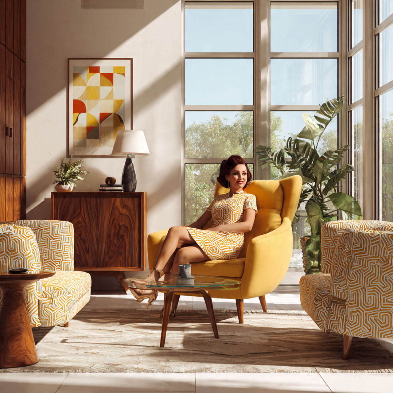 25 Interior Ideas Ideas That Instantly Transform Your Home Into a Stylish Sanctuary 5 mid century modern living room with walnut