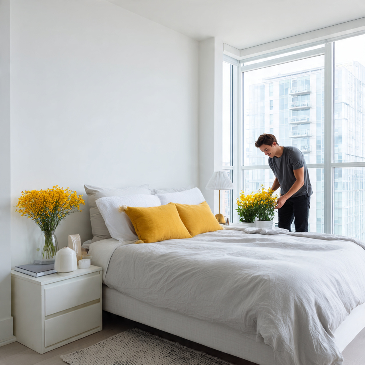 25 Yellow Bedroom Ideas: Bright, Cheerful Designs for a Sunny Sanctuary 17 minimalist bedroom with daffodil yellow decor accents