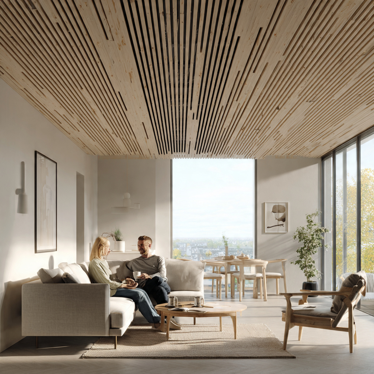 25 Stunning Ceiling Design Ideas to Transform Any Room 16 minimalist open concept living room with scandi light