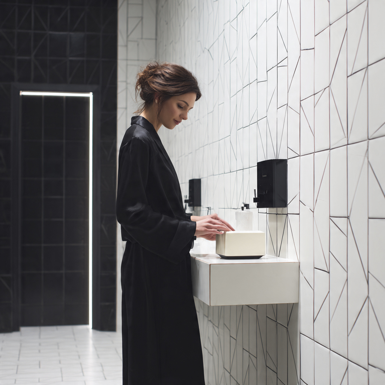 25 Bathroom Decoration & Ideas: Transform Your Bath Into a Luxurious Retreat 3 modern bathroom with black and white geometric