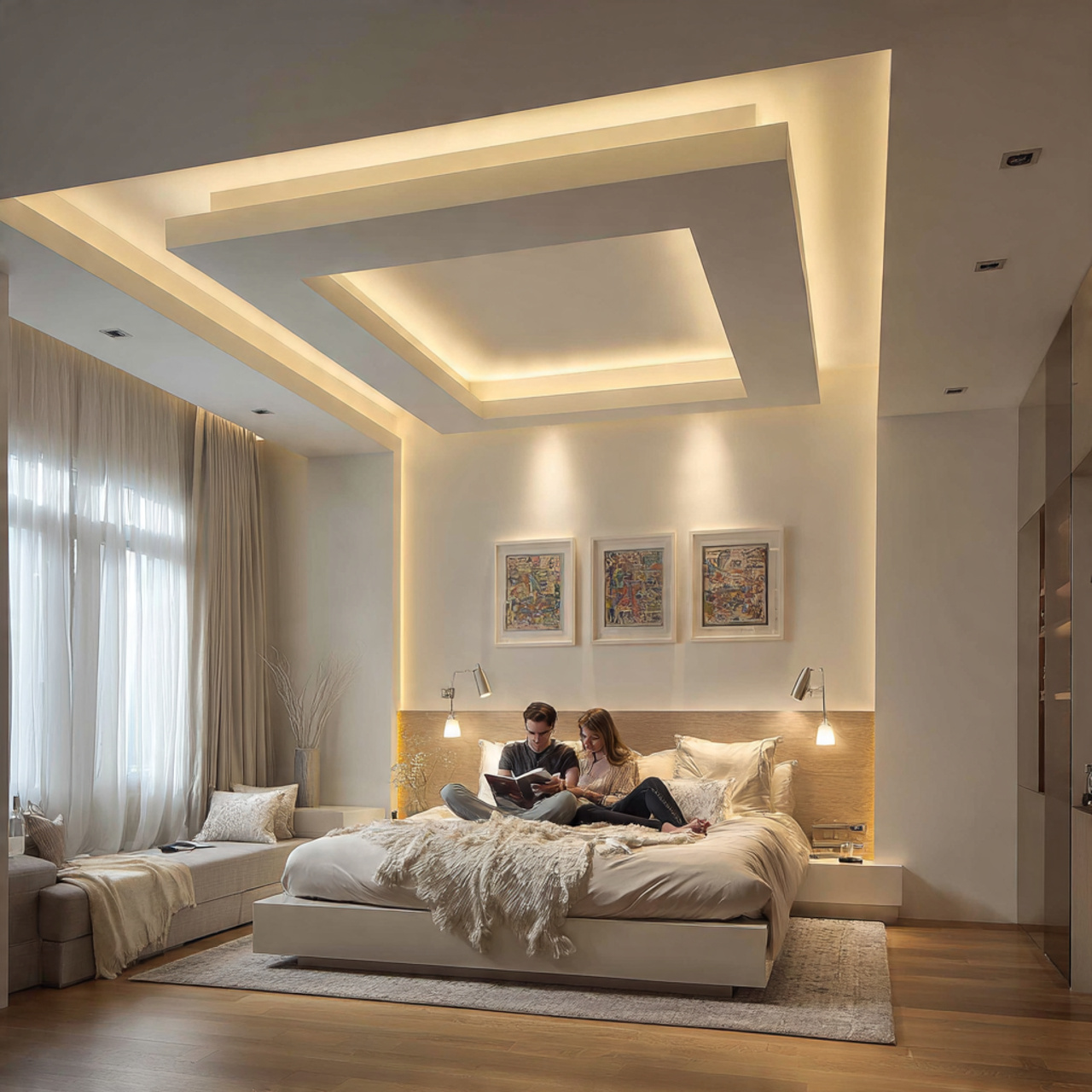 25 Stunning Ceiling Design Ideas to Transform Any Room 2 modern bedroom with recessed tray lighting ceiling