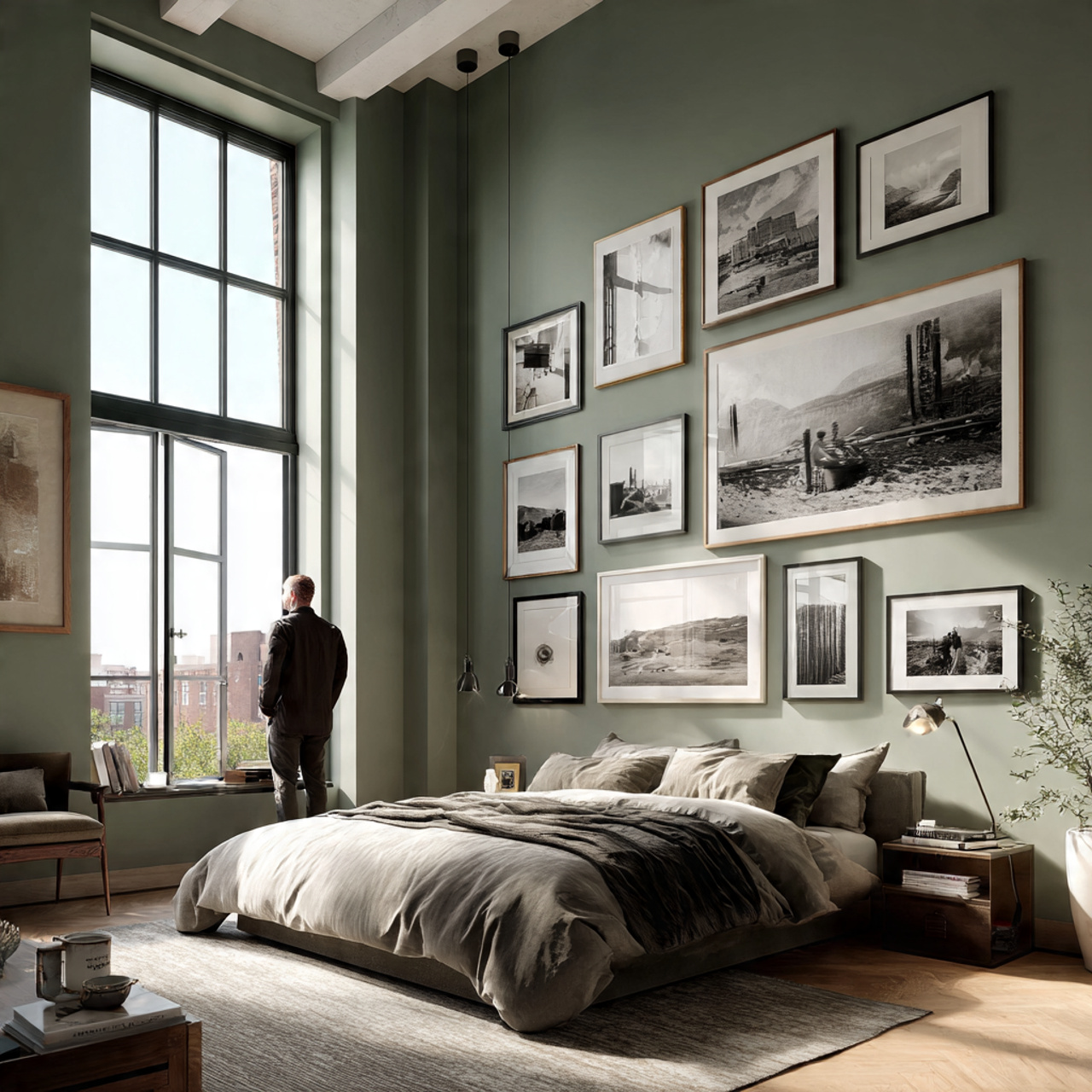 25 Sage Green Bedroom Ideas: Calm, Stylish & Inspiring Designs 22 modern bedroom with sage green walls and 1